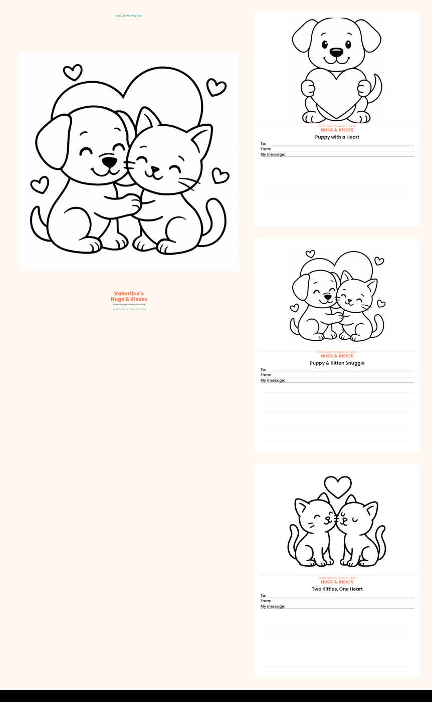 Colorful Wishes: Valentine's (Hugs & Kisses) Coloring Book