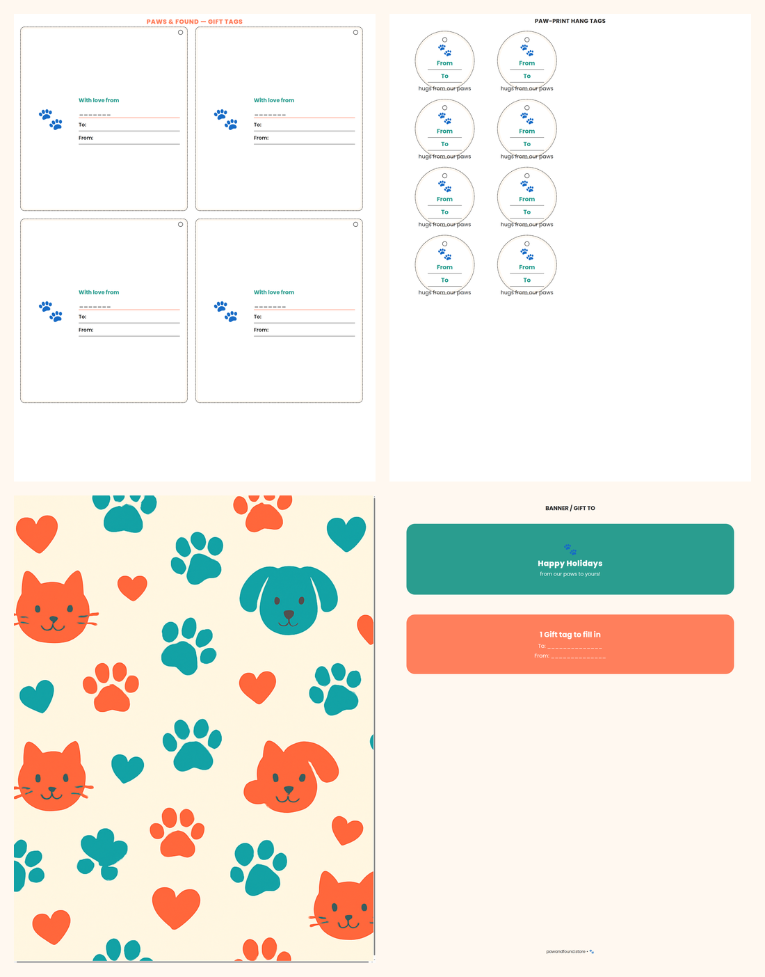 Printable Pet Gift Tags & Wrapping Set