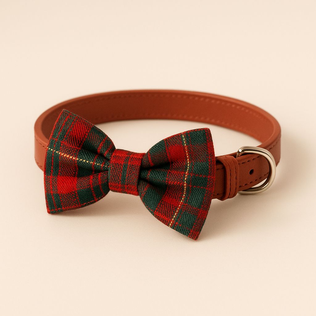 Holiday Plaid Bowtie Collar — Paw & Found Christmas Collection